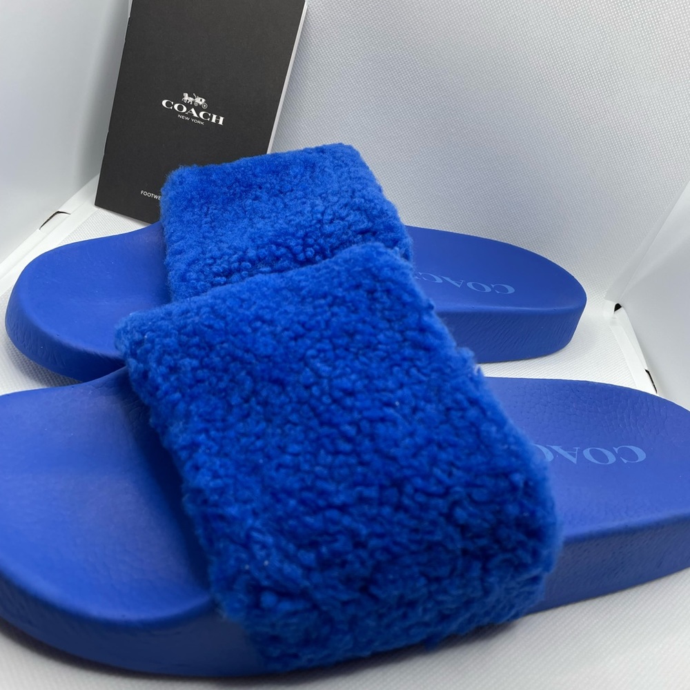 Coach Curly Shearling Pool Slides